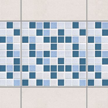 Naklejka na płytki - Płytki mozaikowe niebiesko-szare