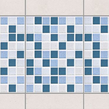 Naklejka na płytki - Płytki mozaikowe niebiesko-szare