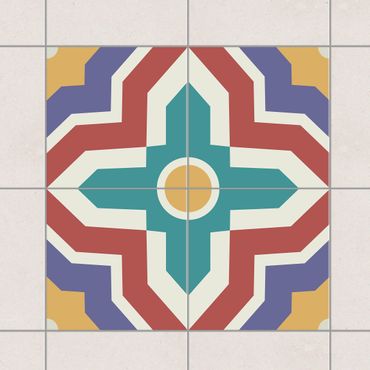 Naklejka na płytki - 4 Wzór krzyża z płytek marokańskich