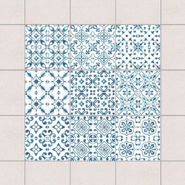 Naklejka na płytki - Seria niebiesko-białych wzorów
