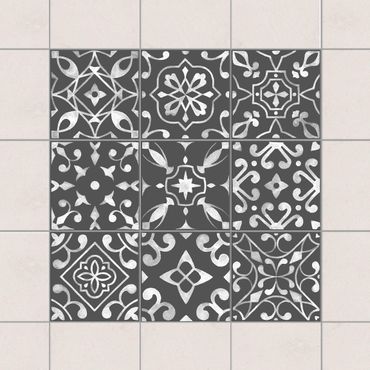 Naklejka na płytki - Seria wzorów Ciemnoszary Biały