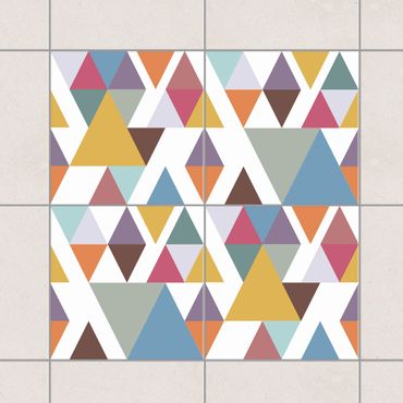 Naklejka na płytki - Zestaw kolorowych trójkątów
