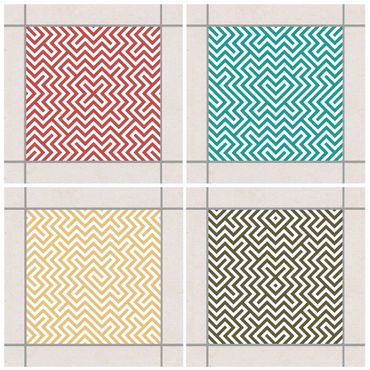 Naklejka na płytki - Zestaw kolorów w geometryczne wzory