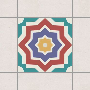 Naklejka na płytki - Kolorowe płytki marokańskie z motywem gwiazdy