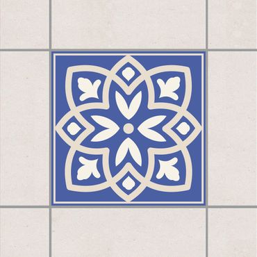 Naklejka na płytki - Portugalska płytka z niebieskim kwiatem