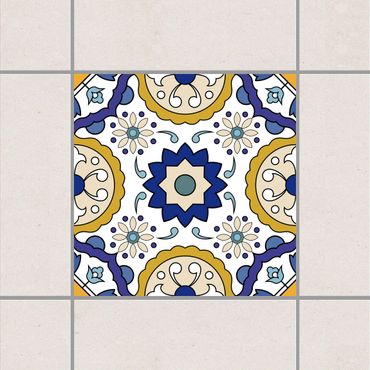 Naklejka na płytki - Portugalski backsplash z 4 płytek azulejo