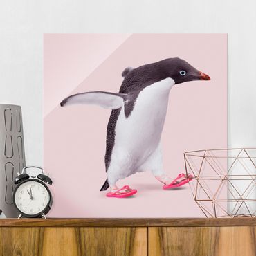 Obraz na szkle - Pingwin z klapkami