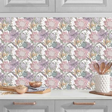 Panel ścienny do kuchni - Floral Elegance In Pastel XXL