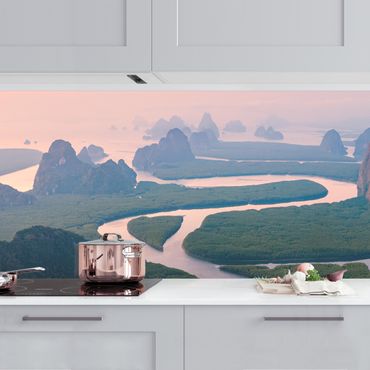 Panel ścienny do kuchni - Krajobraz rzeki w Tajlandii