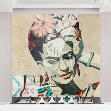 Panel szklany do kuchni - Frida Kahlo - Kolaż Nr 1