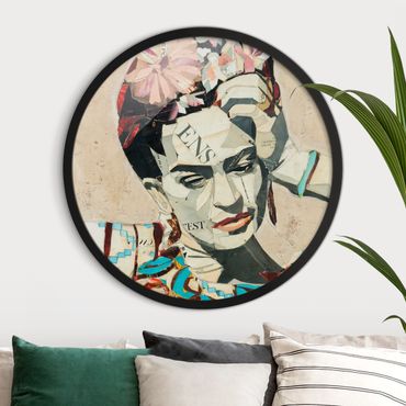 Okrągły obraz w ramie - Frida Kahlo - Collage No.1