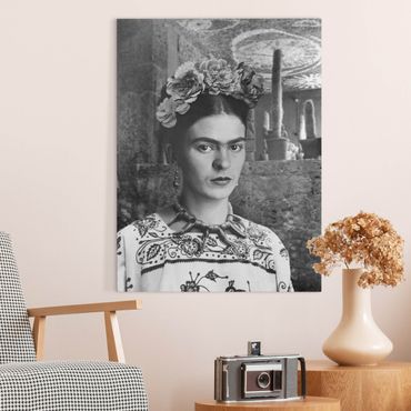 Obraz na płótnie - Frida Kahlo Photograph Portrait With Cacti - Format pionowy 3:4