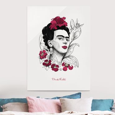 Obraz na szkle - Frida Kahlo Portrait With Flowers