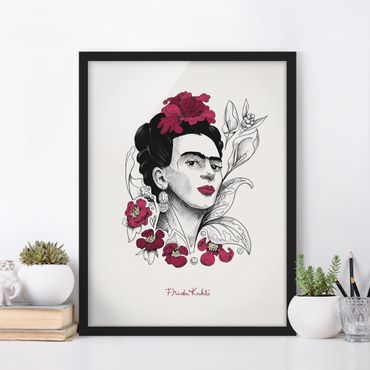 Obraz w ramie - Frida Kahlo Portrait With Flowers