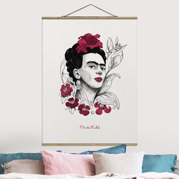 Plakat z wieszakiem - Frida Kahlo Portrait With Flowers - Format pionowy 3:4