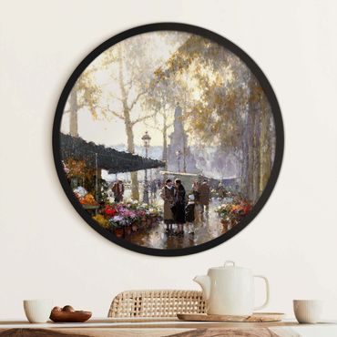 Okrągły obraz w ramie - Gaston De Latouche - The Flower Market