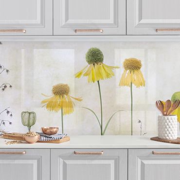 Panel ścienny do kuchni - Żółte kwiaty Helenium