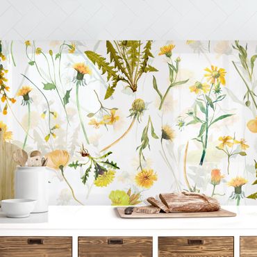 Panel ścienny do kuchni - Żółte kwiaty polne