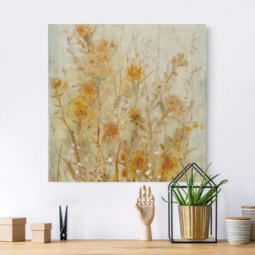 Obraz na naturalnym płótnie - Łąka żółtych dzikich kwiatów