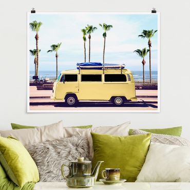 Plakat reprodukcja obrazu - Yellow Surfer VW Bus