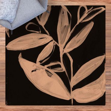 Mata korkowa - Malowane liście na czarnym tle