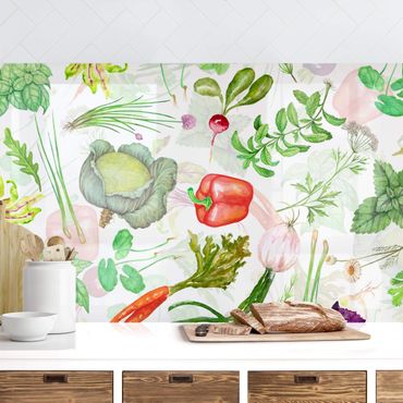 Panel ścienny do kuchni - Ilustracja warzyw i ziół