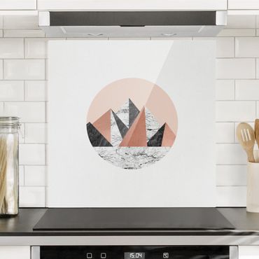 Panel szklany do kuchni - Pejzaż geometryczny w kole