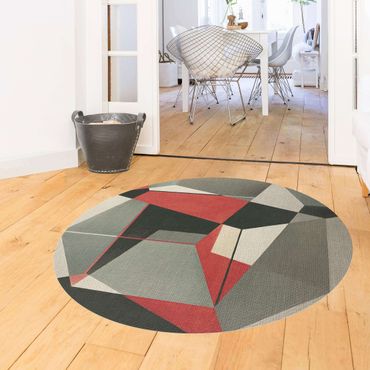 Okrągły dywan winylowy - Lis geometryczny