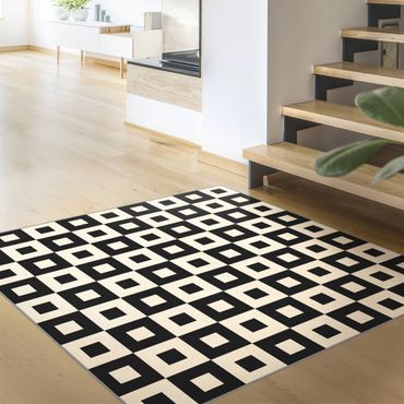 Dywan - Geometrical Pattern of Black and Beige squares