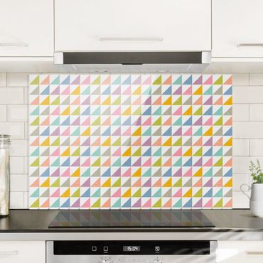 Panel szklany do kuchni - Geometryczny wzór z trójkątami w kolorze