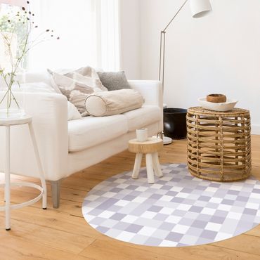 Okrągły dywan winylowy - Geometryczny wzór mozaiki liliowe