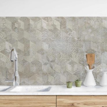 Panel ścienny do kuchni - Geometrical Vintage Pattern with Ornaments Beige