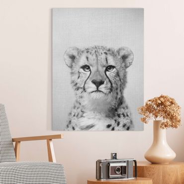 Obraz na płótnie - Cheetah Gerald Black And White - Format pionowy 3:4