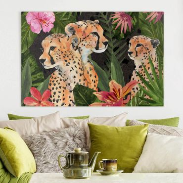 Obraz na płótnie - Three Cheetahs In The Jungle - Format poziomy 3x2