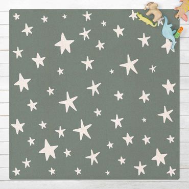 Mata korkowa - Narysowane duże gwiazdy na błękitnym niebie