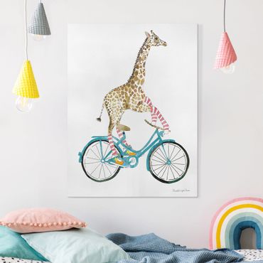 Obraz na płótnie - Giraffe on a joy ride II - Format pionowy3:4