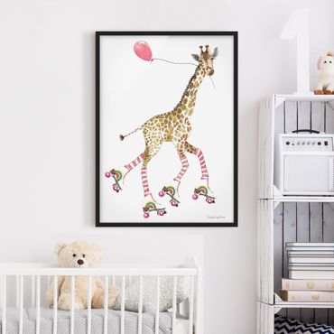 Obraz w ramie - Giraffe on a joy ride
