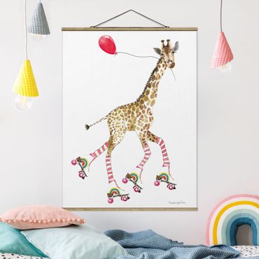 Plakat z wieszakiem - Giraffe on a joy ride - Format pionowy 3:4
