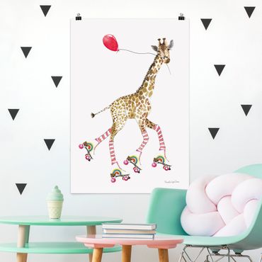 Plakat reprodukcja obrazu - Giraffe on a joy ride