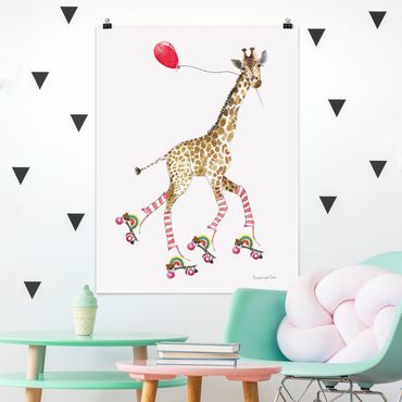 Plakat reprodukcja obrazu - Giraffe on a joy ride