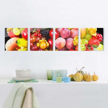 Obraz na szkle 4-częściowy - Kolorowe owoce egzotyczne