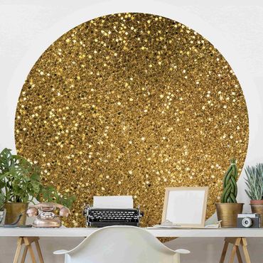 Okrągła tapeta samoprzylepna - Glitter Confetti w kolorze złotym