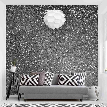 Tapeta - Glitter Confetti w czerni i bieli