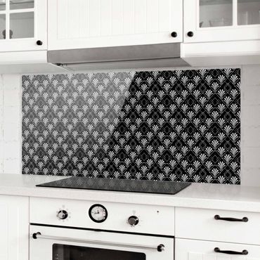 Panel szklany do kuchni - Glitter Optics z wzorem Art Deco na czarnym tle