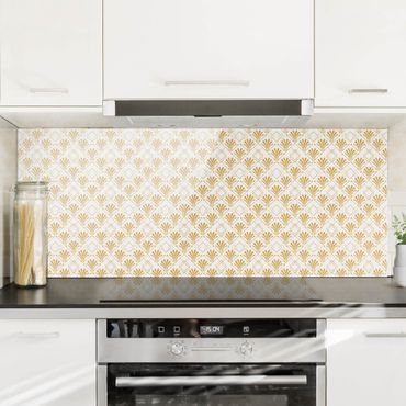 Panel szklany do kuchni - Glitter look z wzorem Art Deco w kolorze złotym