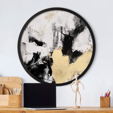 Okrągły obraz w ramie - Golden Collage