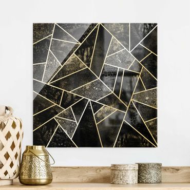Obraz na szkle - Szare trójkąty złote
