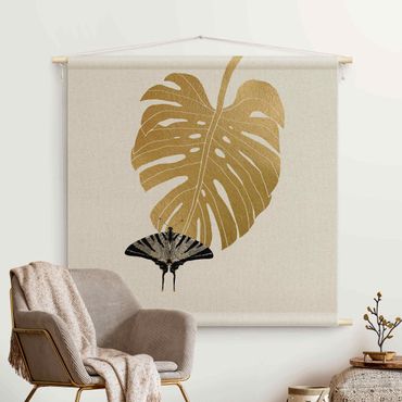 Makatka - Golden Monstera With Butterfly