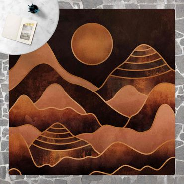 Mata korkowa - Złote słońce abstrakcyjne góry