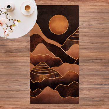 Mata korkowa - Złote słońce abstrakcyjne góry
